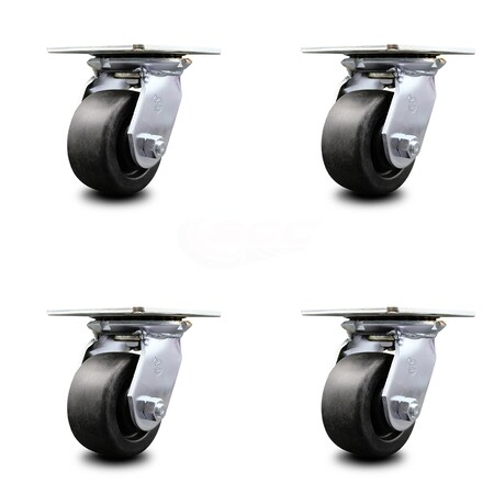 Service Caster 4 Inch Heavy Duty Polyolefin Caster Set with Roller Bearings SCC, 4PK SCC-35S420-POR-4